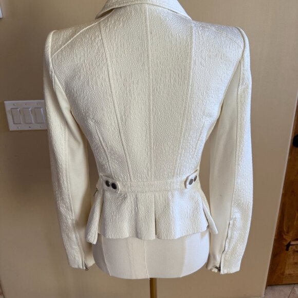BCBGMaxAzria Ivory fabric moto jacket, size S - Picture 3 of 5